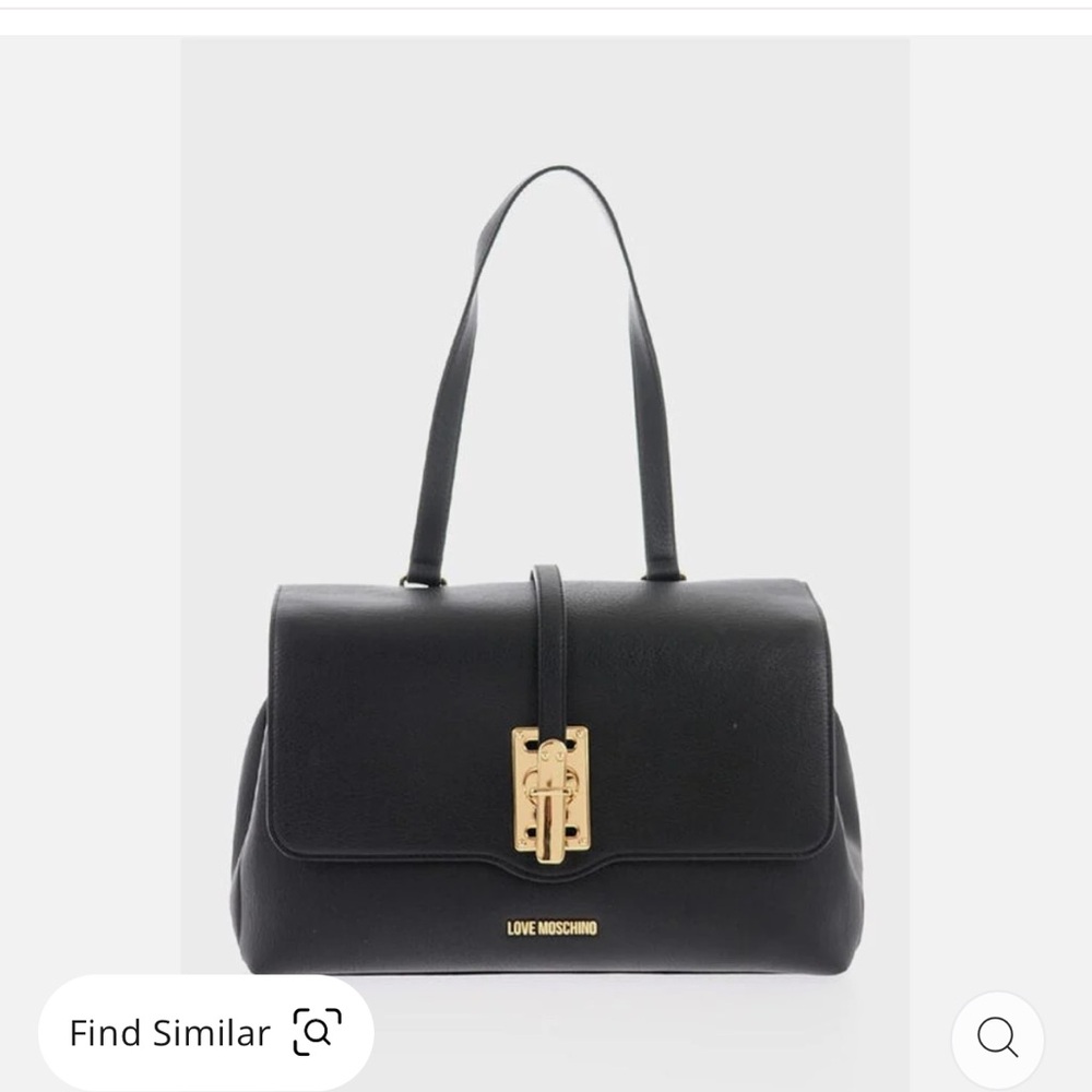 Love Moschino Elegant Black Shoulder Bag with Gold Accents